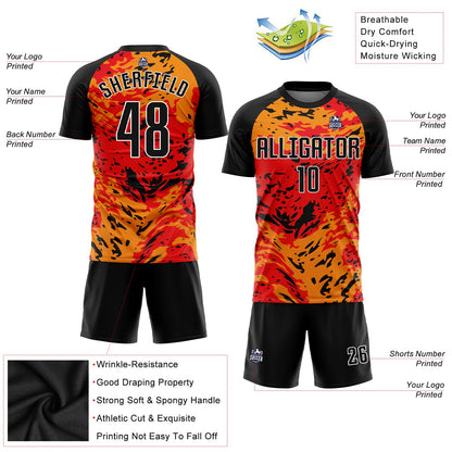 Custom Red Black-Gold Sublimation Soccer Uniform Jersey - Sky-Custom