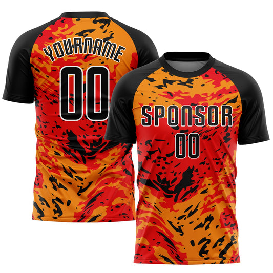 Custom Red Black-Gold Sublimation Soccer Uniform Jersey - Sky-Custom