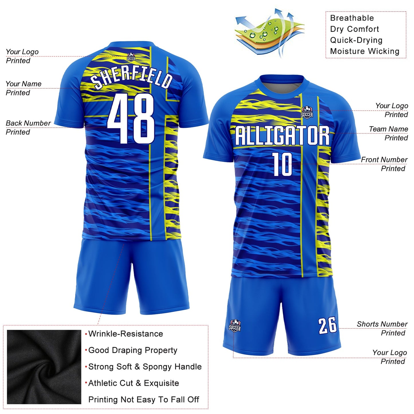 Custom Royal White Navy-Gold Sublimation Soccer Uniform Jersey - Sky-Custom