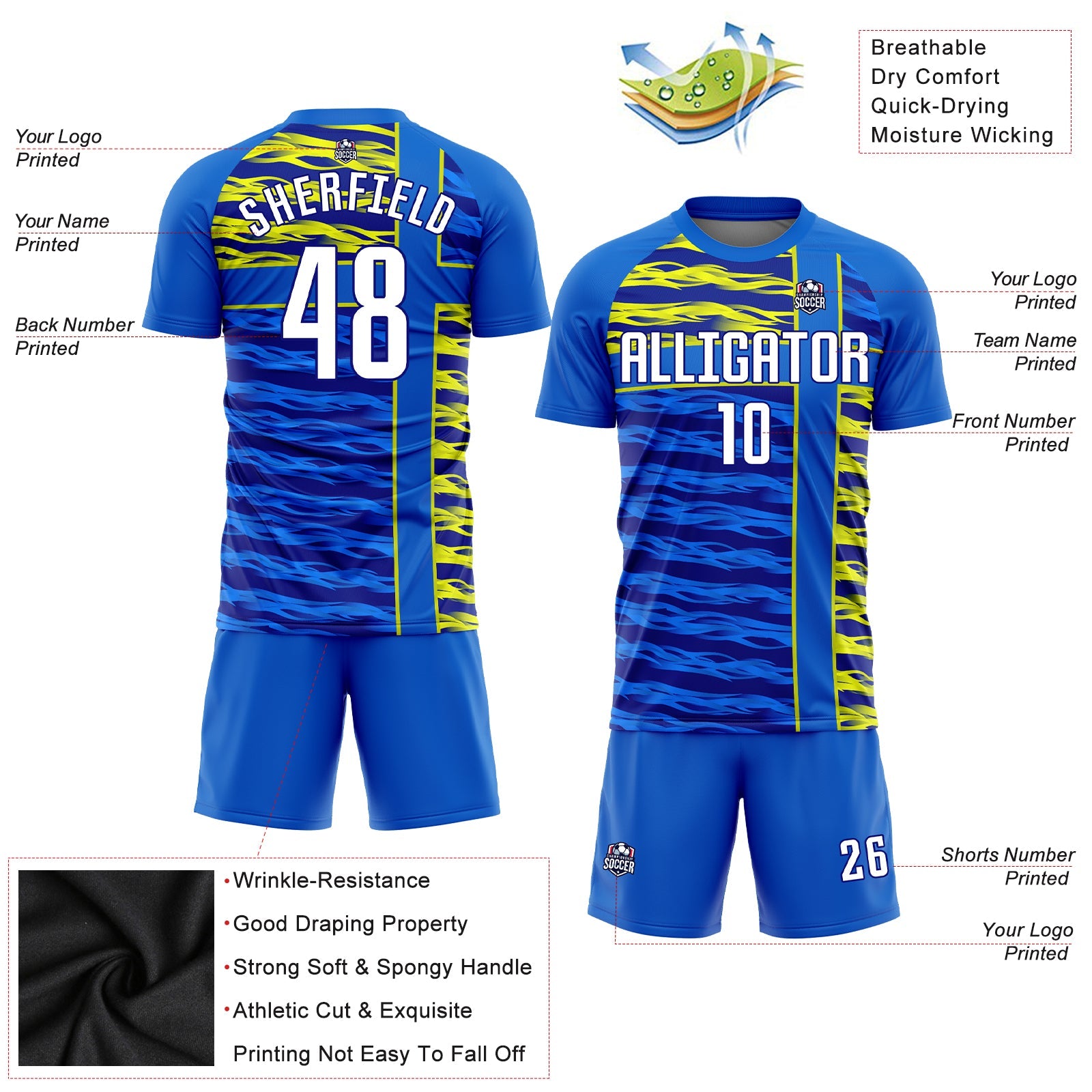 Custom Royal White Navy-Gold Sublimation Soccer Uniform Jersey - Sky-Custom
