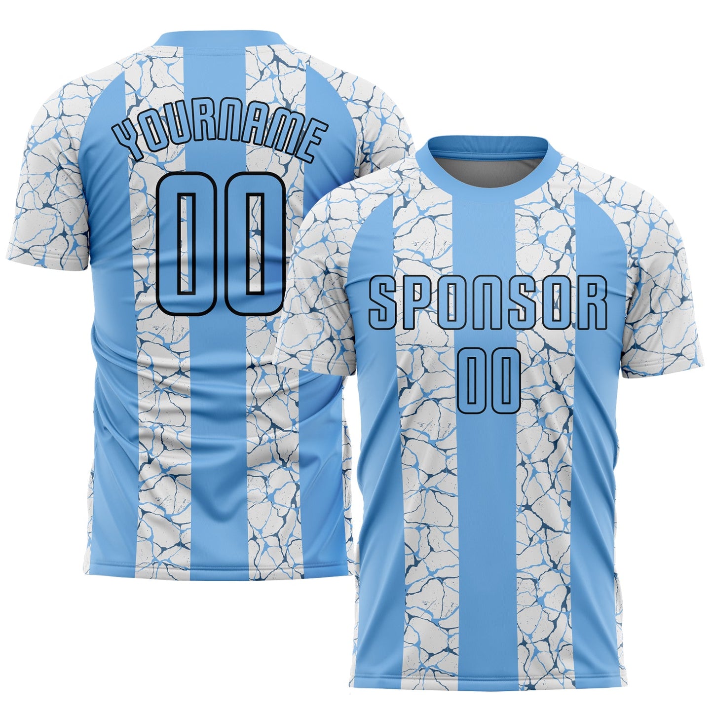 Custom Light Blue Black-White Sublimation Soccer Uniform Jersey - Sky-Custom