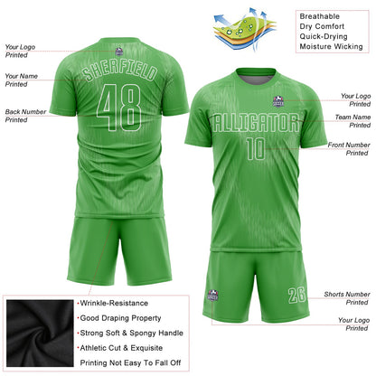 Custom Neon Green Neon Green-White Sublimation Soccer Uniform Jersey - Sky-Custom