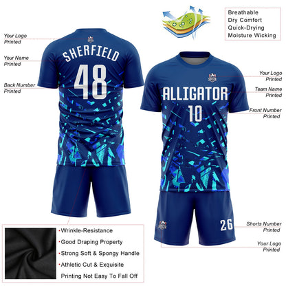 Custom Royal White-Lakes Blue Sublimation Soccer Uniform Jersey - Sky-Custom