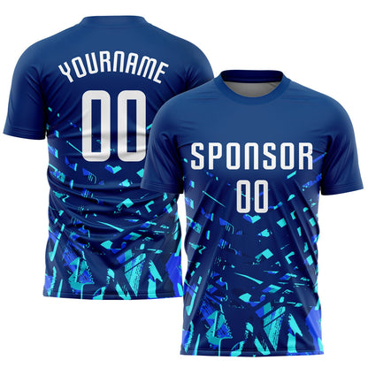 Custom Royal White-Lakes Blue Sublimation Soccer Uniform Jersey - Sky-Custom