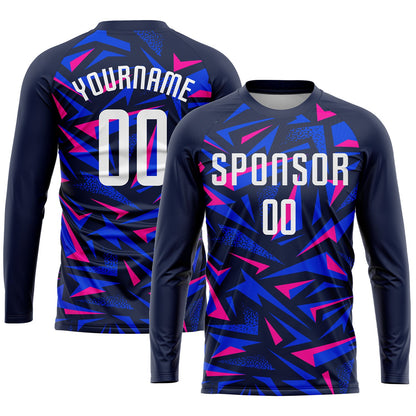 Custom Navy White-Pink Sublimation Soccer Uniform Jersey - Sky-Custom