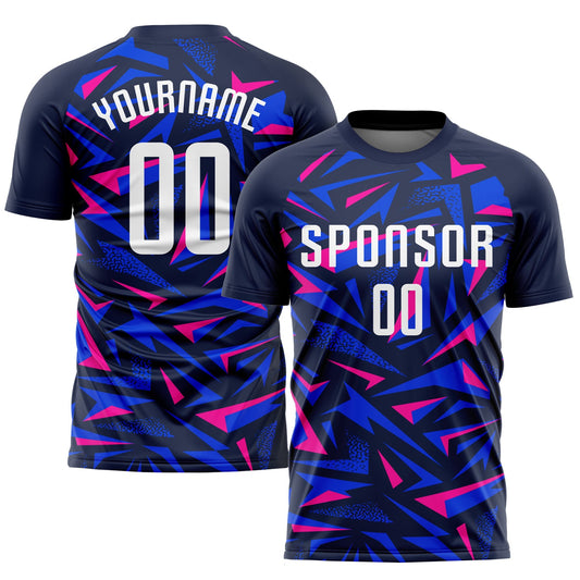 Custom Navy White-Pink Sublimation Soccer Uniform Jersey - Sky-Custom