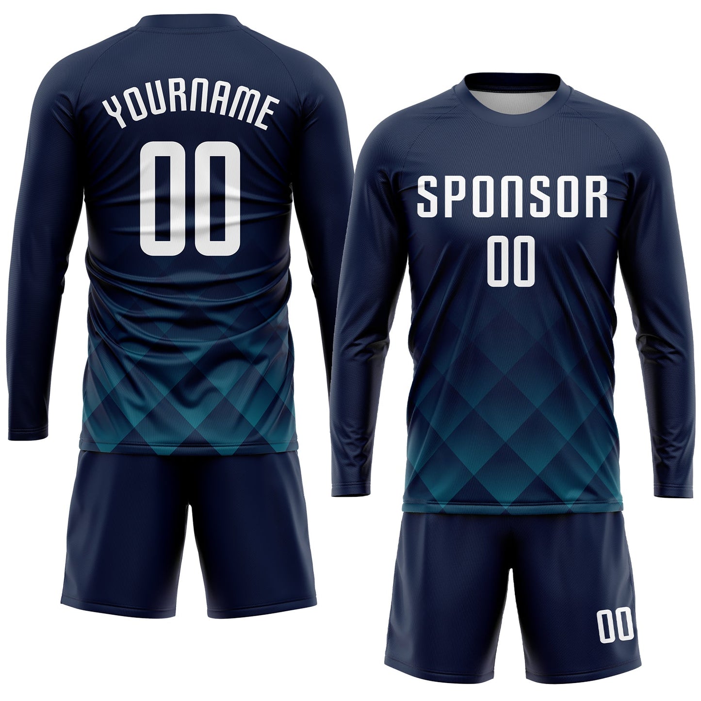 Custom Navy White-Teal Sublimation Soccer Uniform Jersey - Sky-Custom
