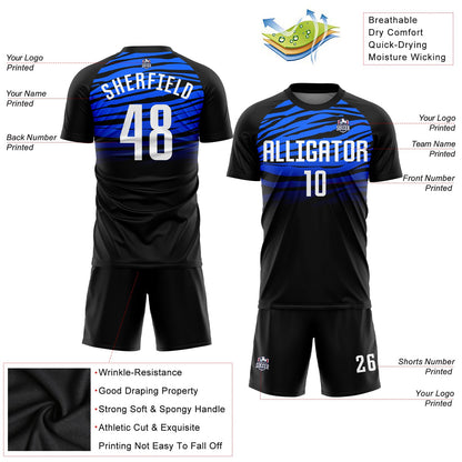 Custom Black White-Royal Sublimation Soccer Uniform Jersey - Sky-Custom