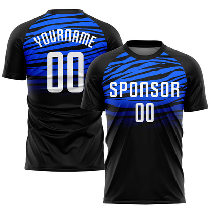 Custom Black White-Royal Sublimation Soccer Uniform Jersey - Sky-Custom