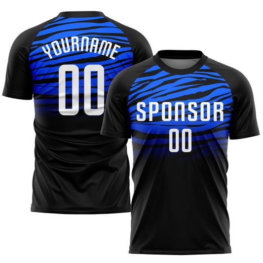 Custom Black White-Royal Sublimation Soccer Uniform Jersey - Sky-Custom