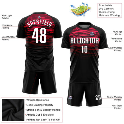 Custom Black White-Red Sublimation Soccer Uniform Jersey - Sky-Custom