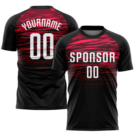 Custom Black White-Red Sublimation Soccer Uniform Jersey - Sky-Custom