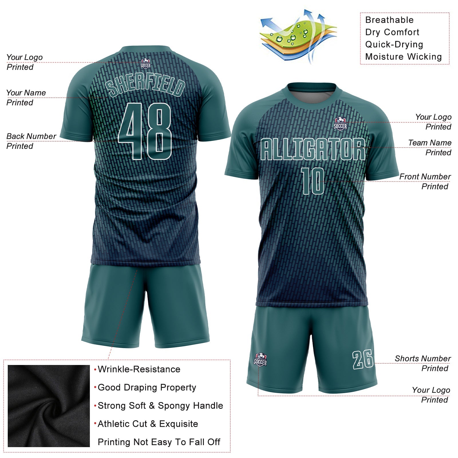 Custom Teal White Sublimation Soccer Uniform Jersey - Sky-Custom