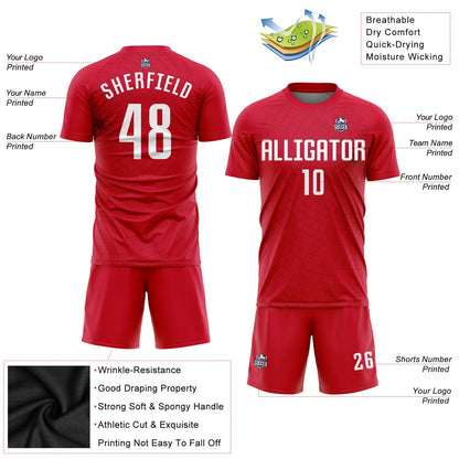 Custom Red White Sublimation Soccer Uniform Jersey - Sky-Custom