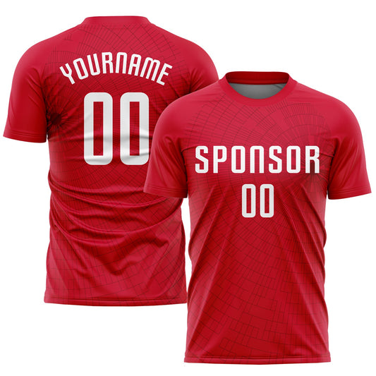 Custom Red White Sublimation Soccer Uniform Jersey - Sky-Custom