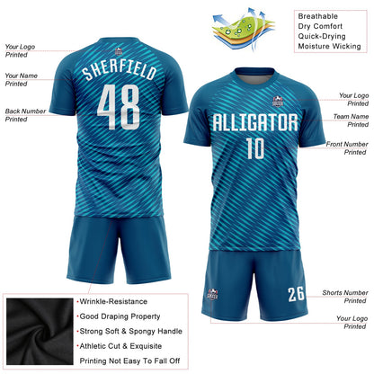 Custom Teal White Sublimation Soccer Uniform Jersey - Sky-Custom