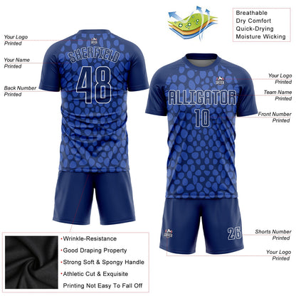 Custom Royal Navy White Sublimation Soccer Uniform Jersey - Sky-Custom