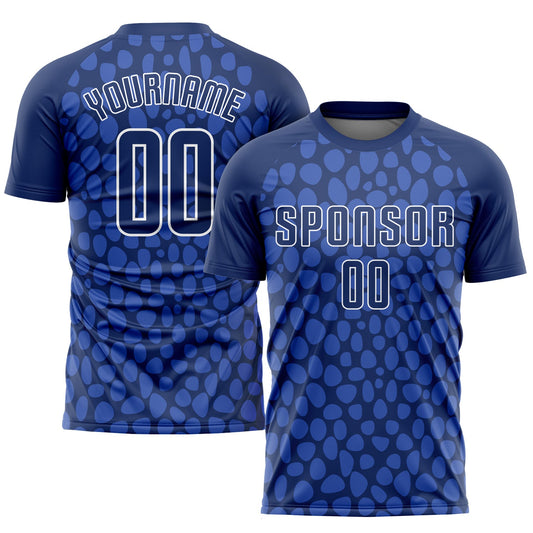 Custom Royal Navy White Sublimation Soccer Uniform Jersey - Sky-Custom