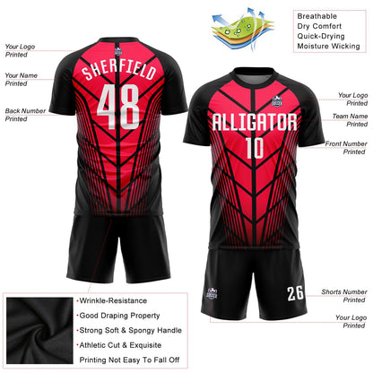 Custom Red White-Black Sublimation Soccer Uniform Jersey - Sky-Custom