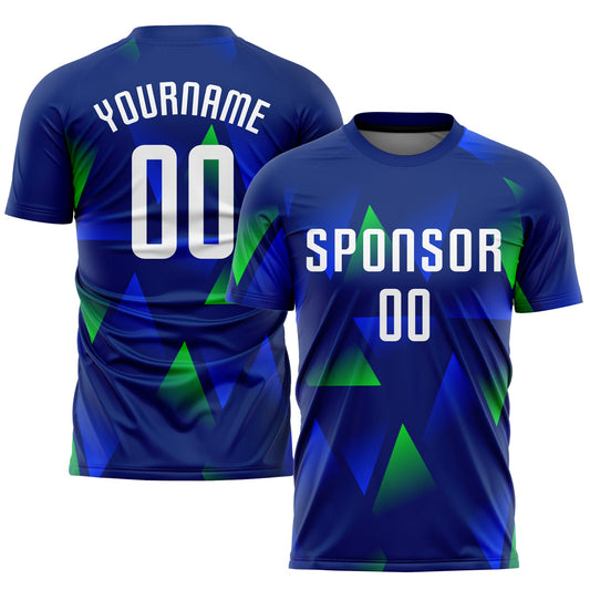Custom Royal White-Kelly Green Sublimation Soccer Uniform Jersey - Sky-Custom