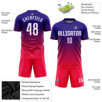 Custom Purple White-Hot Pink Sublimation Soccer Uniform Jersey - Sky-Custom