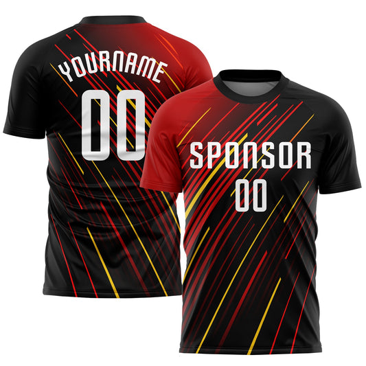 Custom Red White Black-Gold Sublimation Soccer Uniform Jersey - Sky-Custom