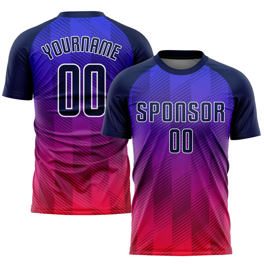 Custom Royal Navy-Hot Pink Sublimation Soccer Uniform Jersey - Sky-Custom