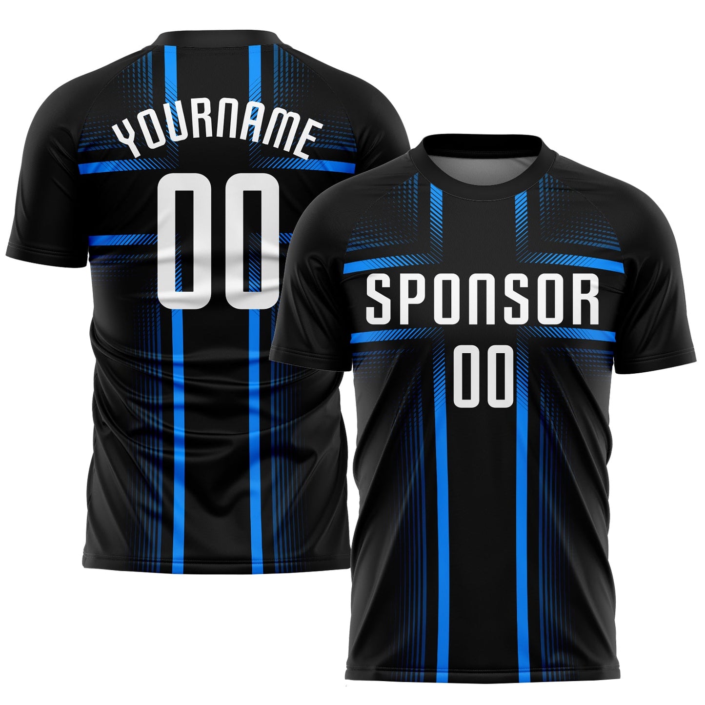 Custom Black White-Light Blue Sublimation Soccer Uniform Jersey - Sky-Custom