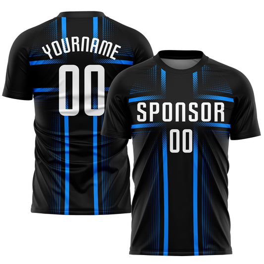 Custom Black White-Light Blue Sublimation Soccer Uniform Jersey - Sky-Custom