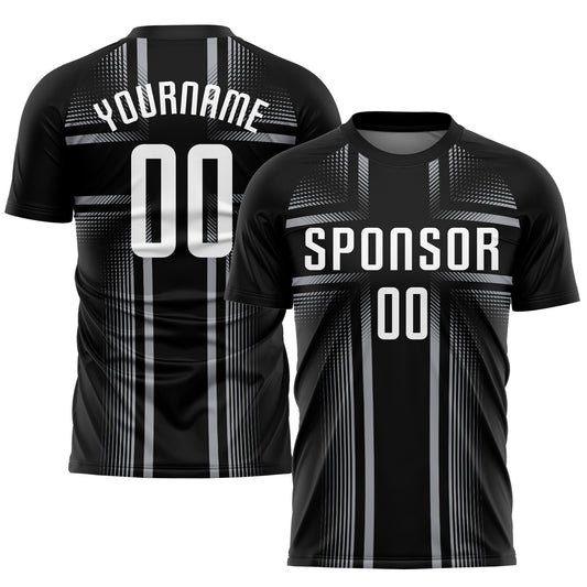 Custom Black White-Gray Sublimation Soccer Uniform Jersey - Sky-Custom