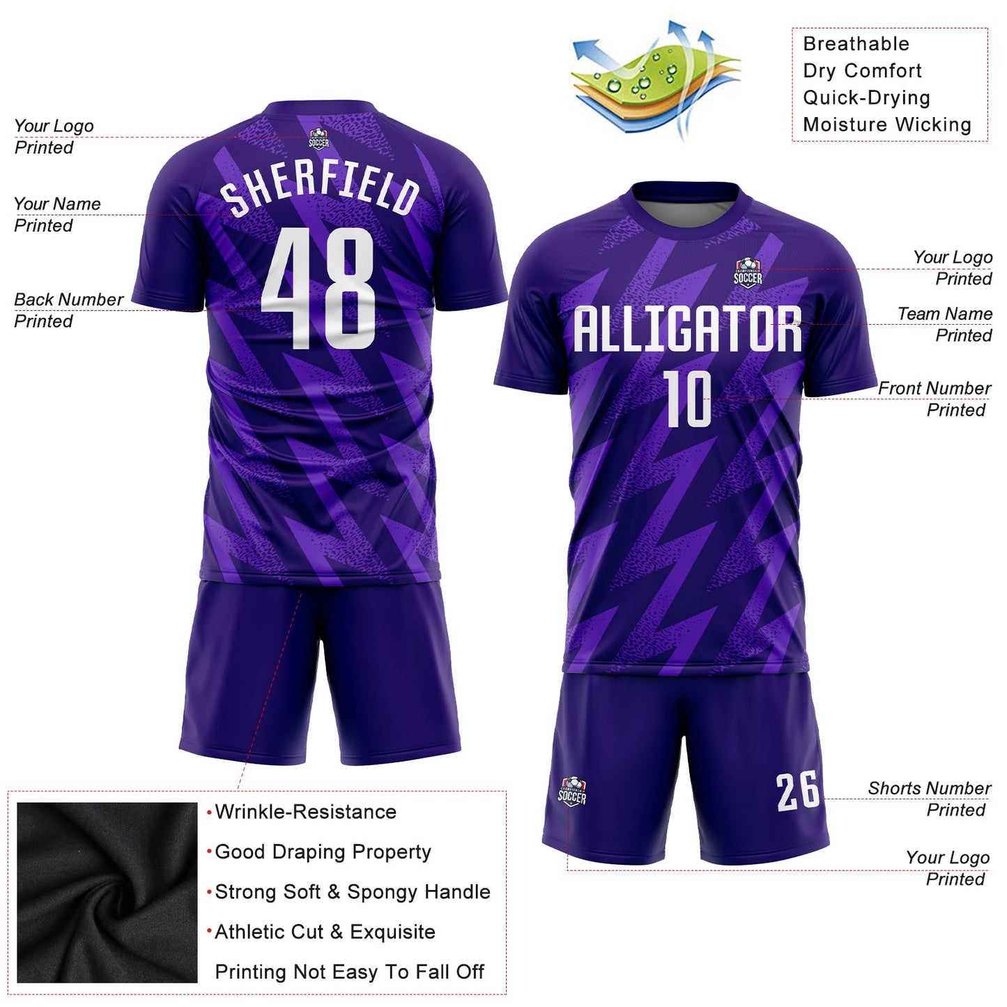 Custom Purple White Sublimation Soccer Uniform Jersey - Sky-Custom