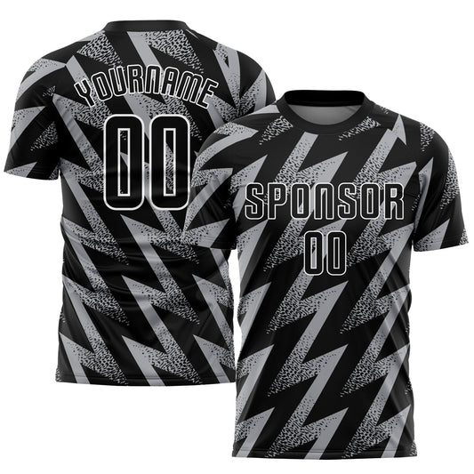 Custom Gray Black-White Sublimation Soccer Uniform Jersey - Sky-Custom