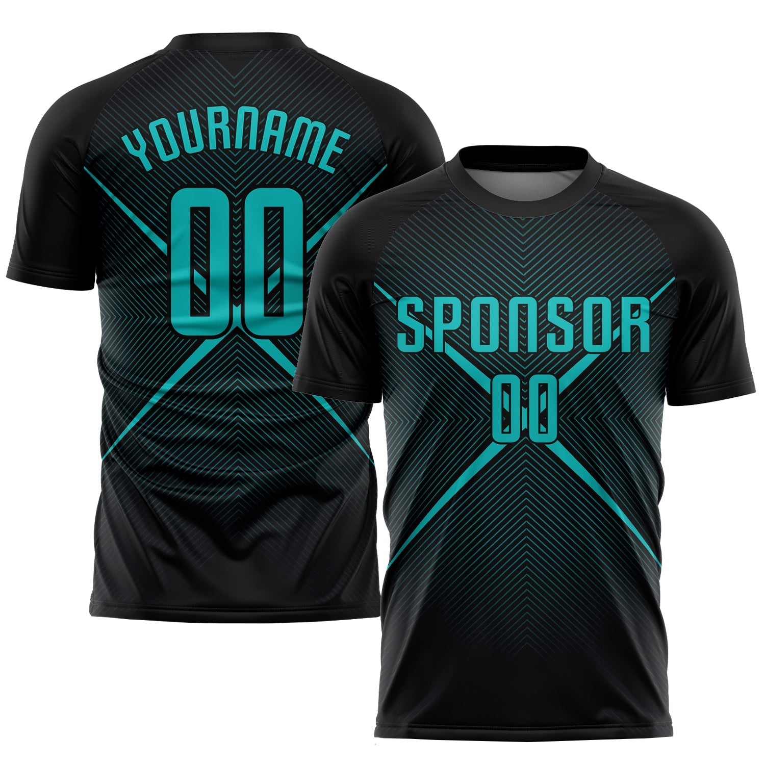 Custom Black Teal Sublimation Soccer Uniform Jersey - Sky-Custom