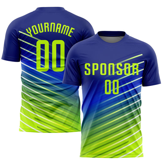 Custom Royal Neon Green Sublimation Soccer Uniform Jersey - Sky-Custom