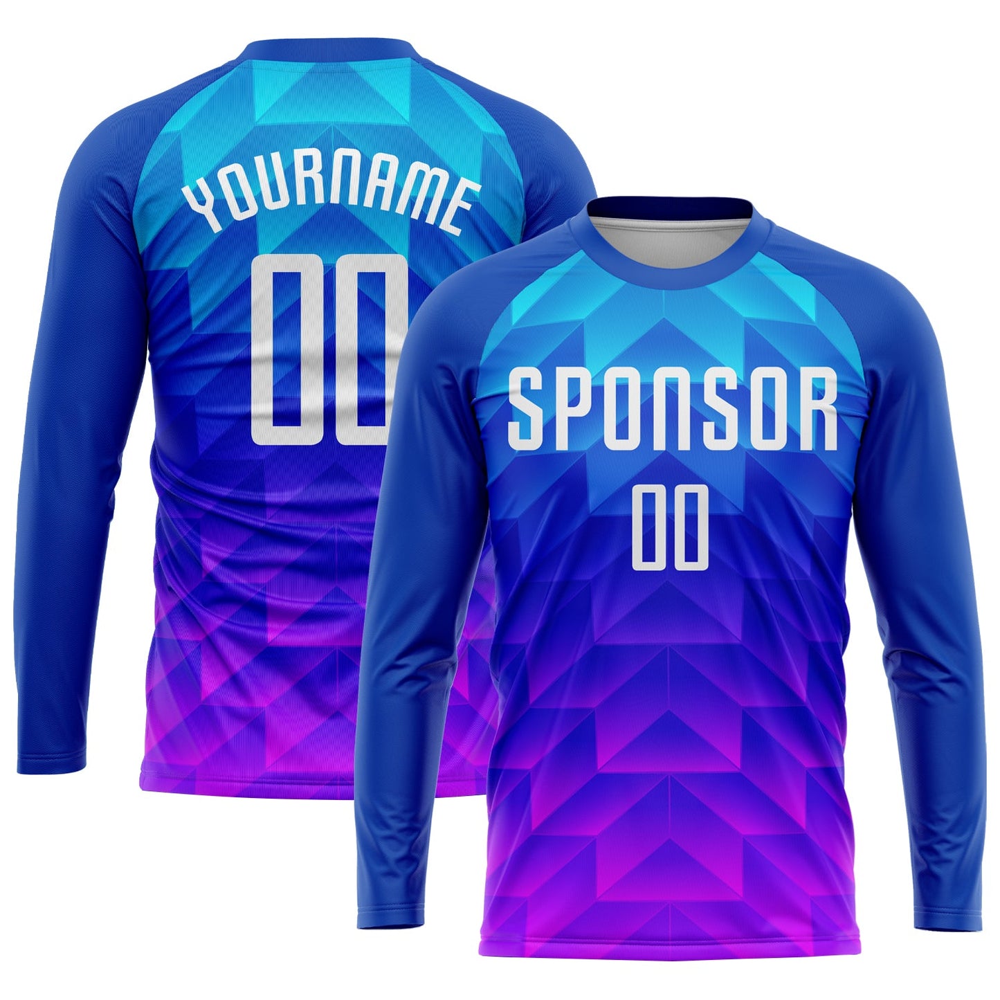 Custom Royal White Light Blue-Hot Pink Sublimation Soccer Uniform Jersey - Sky-Custom