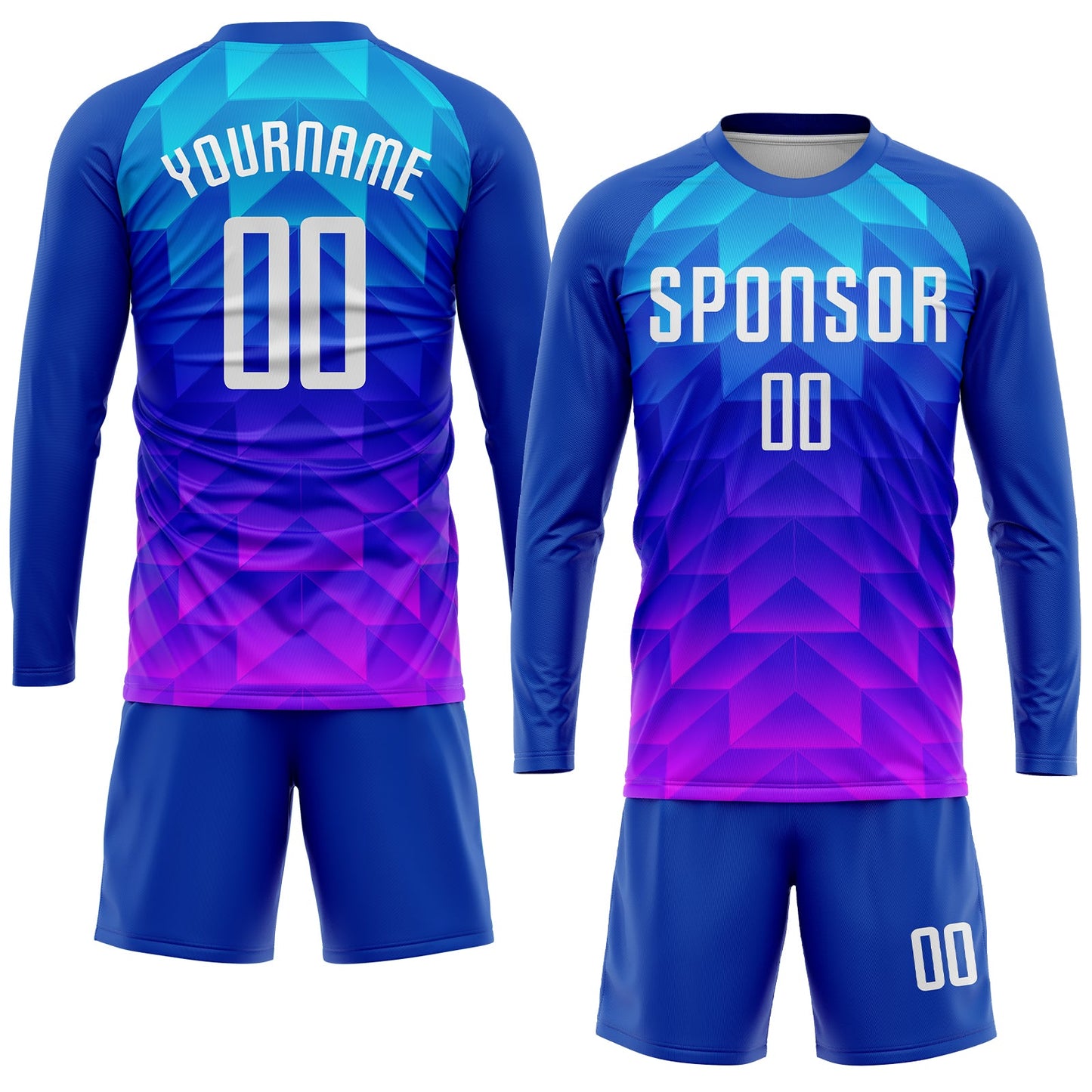 Custom Royal White Light Blue-Hot Pink Sublimation Soccer Uniform Jersey - Sky-Custom