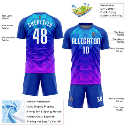 Custom Royal White Light Blue-Hot Pink Sublimation Soccer Uniform Jersey - Sky-Custom