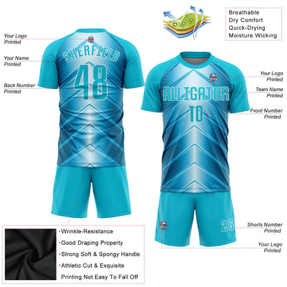 Custom Sky Blue Lakes Blue-White Sublimation Soccer Uniform Jersey - Sky-Custom