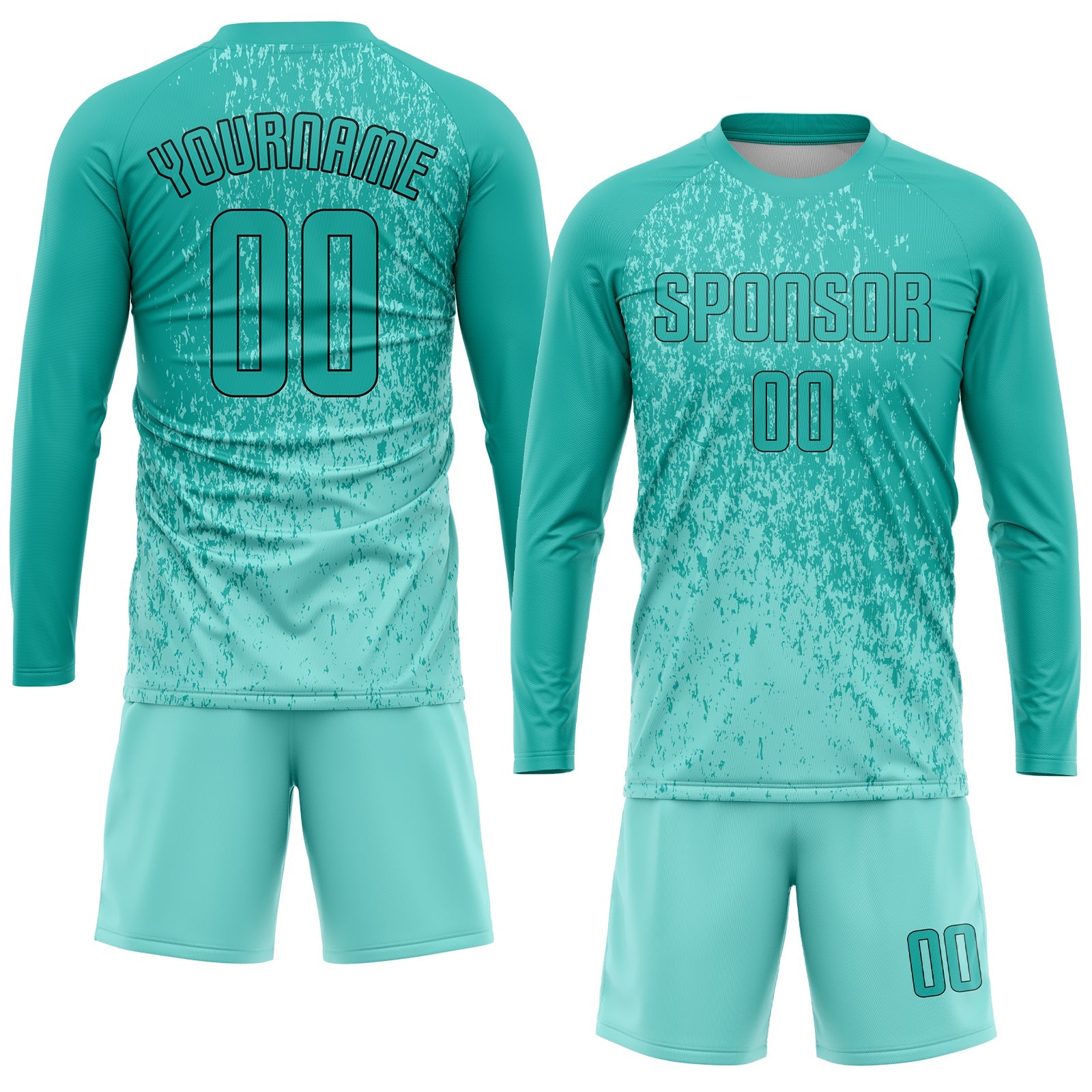 Custom Aqua Aqua-Black Sublimation Soccer Uniform Jersey - Sky-Custom