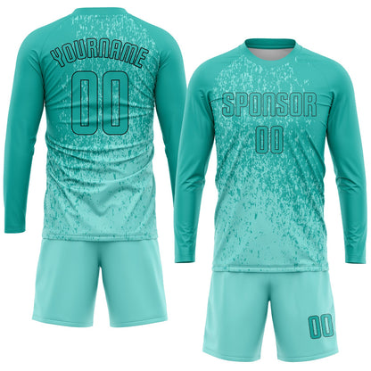 Custom Aqua Aqua-Black Sublimation Soccer Uniform Jersey - Sky-Custom
