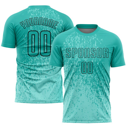 Custom Aqua Aqua-Black Sublimation Soccer Uniform Jersey - Sky-Custom