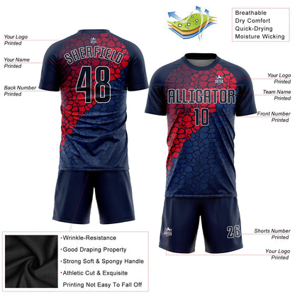 Custom Navy Navy-Red Sublimation Soccer Uniform Jersey - Sky-Custom