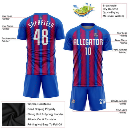 Custom Royal White-Red Sublimation Soccer Uniform Jersey - Sky-Custom