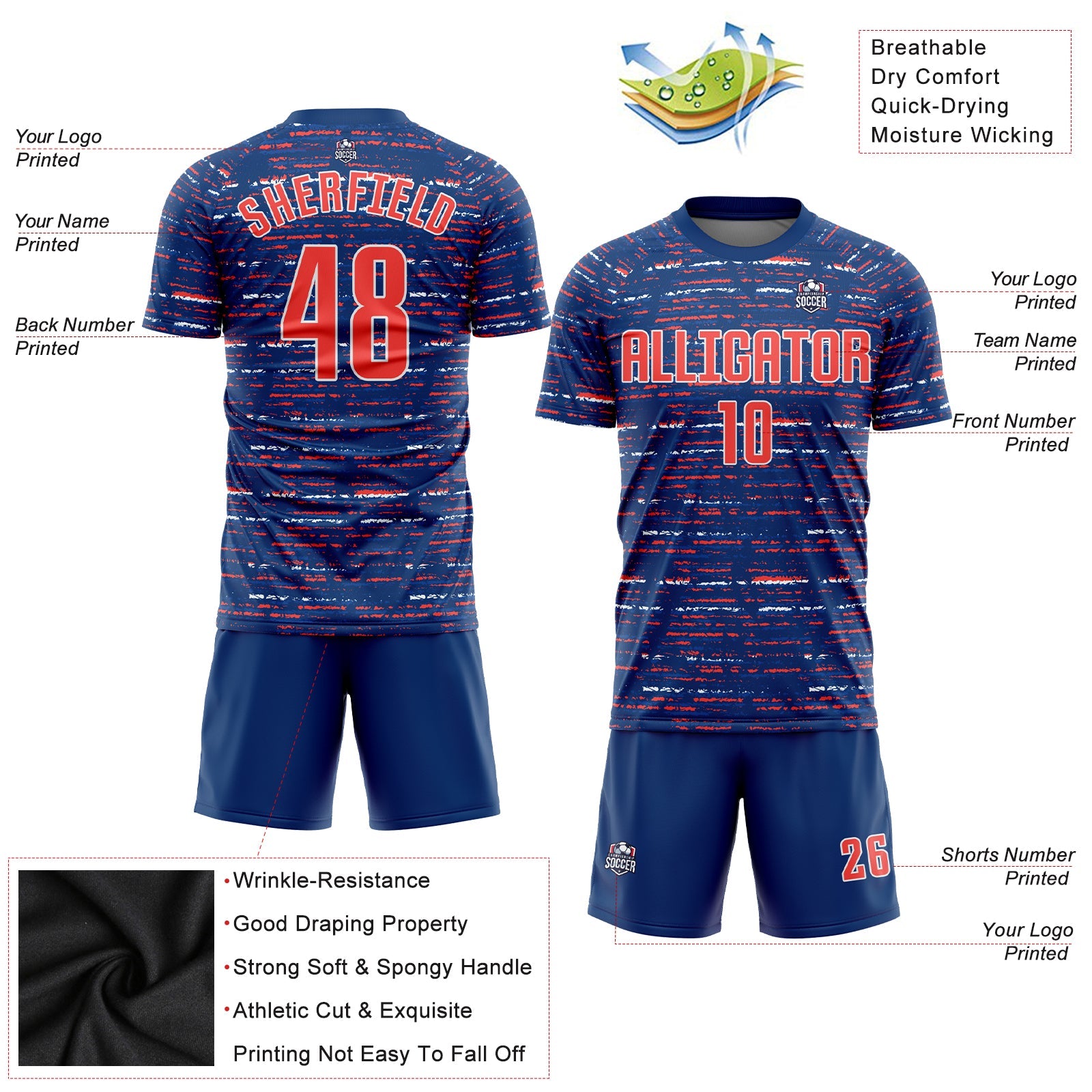 Custom Royal Orange-White Sublimation Soccer Uniform Jersey - Sky-Custom