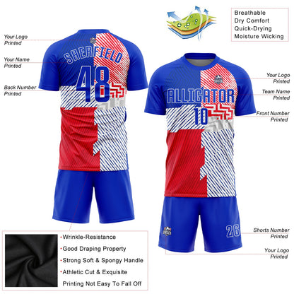 Custom Royal Royal-Red Sublimation Soccer Uniform Jersey - Sky-Custom