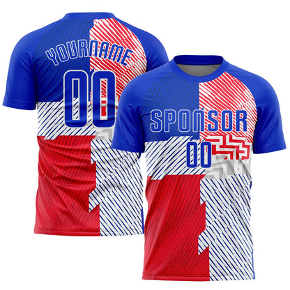 Custom Royal Royal-Red Sublimation Soccer Uniform Jersey - Sky-Custom