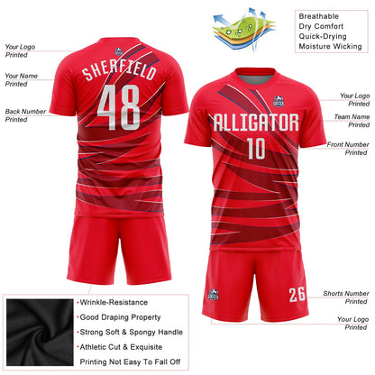 Custom Red White Sublimation Soccer Uniform Jersey - Sky-Custom
