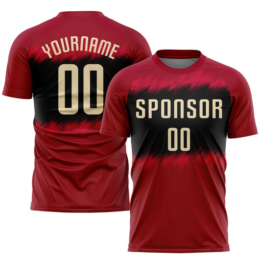 Custom Crimson Cream-Black Sublimation Soccer Uniform Jersey - Sky-Custom