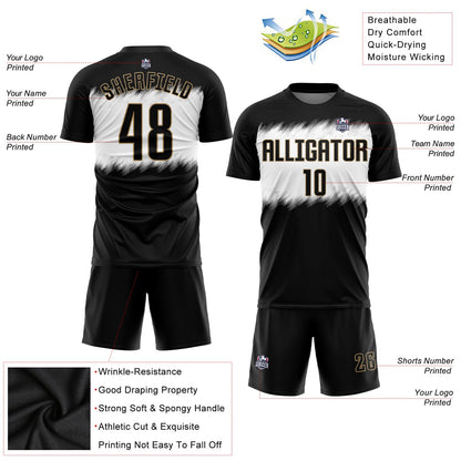 Custom Black Black-Old Gold Sublimation Soccer Uniform Jersey - Sky-Custom