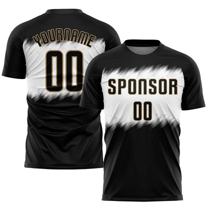 Custom Black Black-Old Gold Sublimation Soccer Uniform Jersey - Sky-Custom